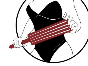 Die Grafik zeigt einen Frauenkörper mit Peitsche.